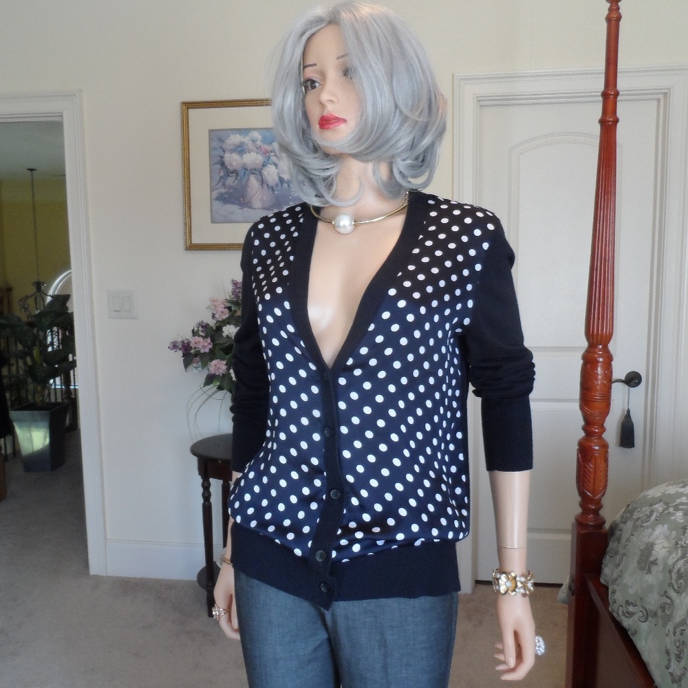 Michael Kors Black Solid/Polka Dots Cardigan Ps - image 3